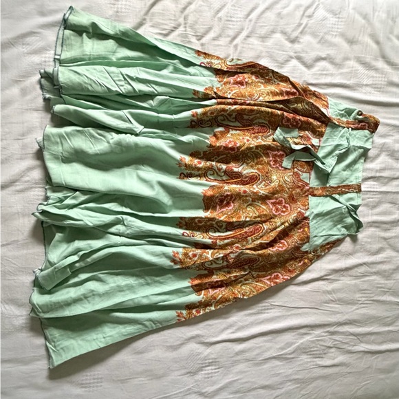 Chic Paisley A-Line Skirt in Light Green - Picture 4 of 4